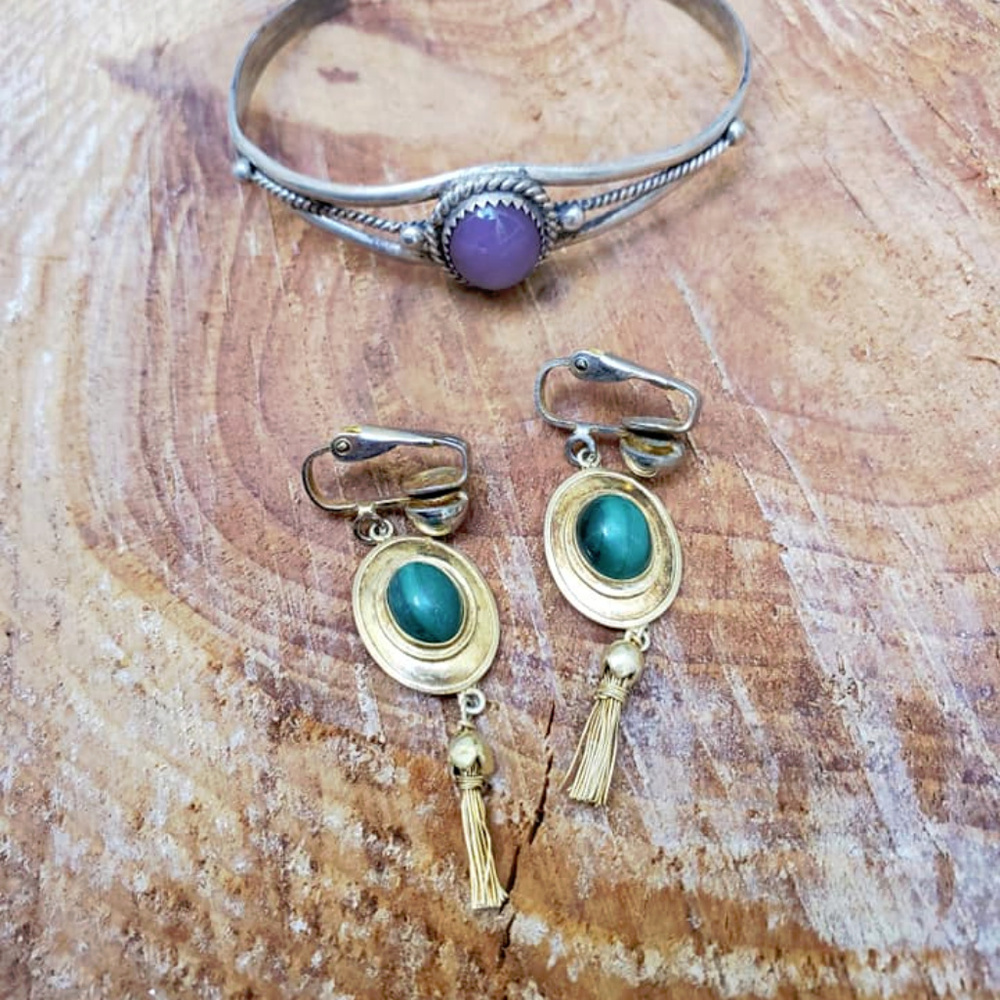 Vintage sterling silver bracelet and earrings